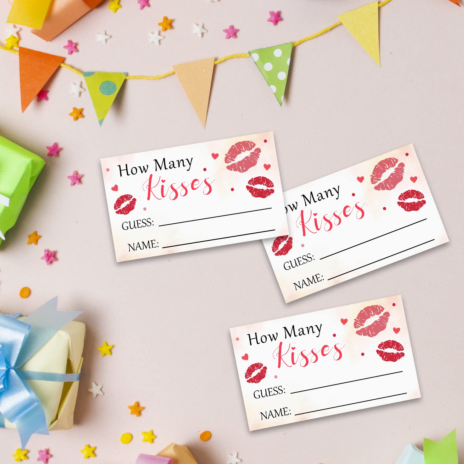 Alodr How Many Kisses Are In The Jar-Baby Shower, Bridal Shower, Birthday, Christmas, Graduation Season Funny Party Game- Game C